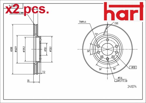 Pcs front rear brake disc - x2, /