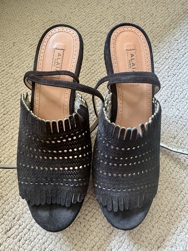 Alaia black suede wedges - black,