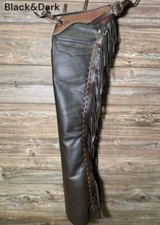 Western Men's Leather Chaps Rodeo Cowboy Native American - Shipped in Box.