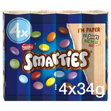 Nestle Smarties Milk Chocolate Tube Multipack Box 38g 4 Pack