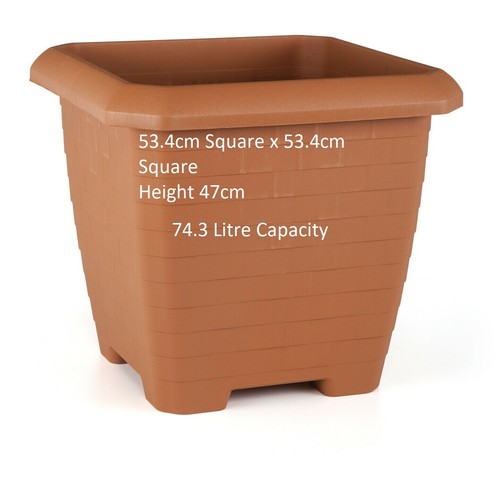 Terracotta square plant pots - terracotta,