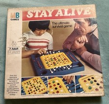 MB Games Stay Alive 1970s Board Game- Box in Poor Condition but Game is Complete