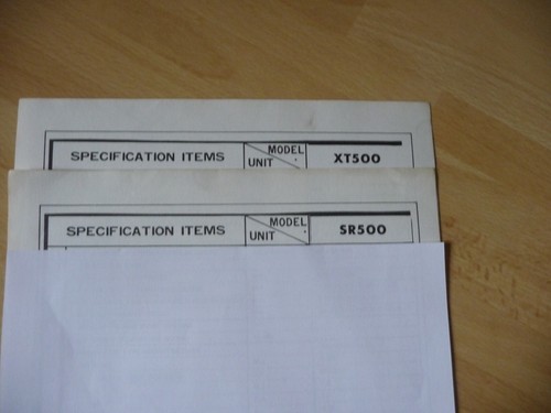 Yamaha specification sheets - specification,