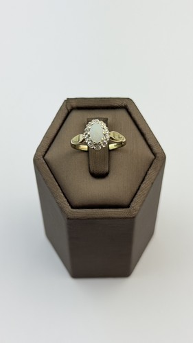 Opal and diamond - 9ct, gold