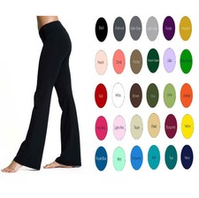 Women Flare Yoga Pants Bootcut High Waist Foldover Cotton Spandex 36" Inseam