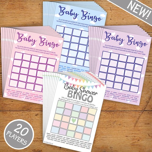 Baby shower bingo - -, blue