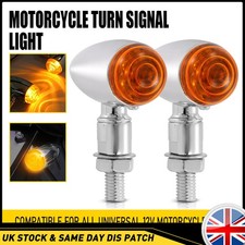 2x Motorcycle Chrome Amber LED Turn Signal Light Bullet Brake Blinker For Honda