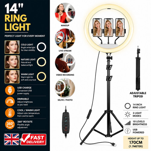 Led ring light with 1 - with, 1.6m