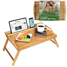 Folding Bed Tray Table Bamboo