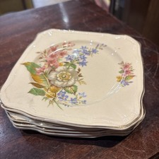 Alfred Meakin Vintage  Floral China Square Side Plates x6 1940
