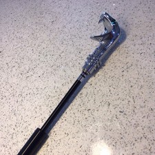 Walking Stick/Hiking Stick  Cobra Head Handle With Green Glass Eyes