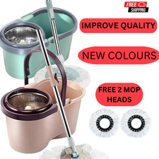 360° FLOOR MAGIC SPIN MOP BUCKET SET MICROFIBER ROTATING DRY HEAD STRONG QUALITY