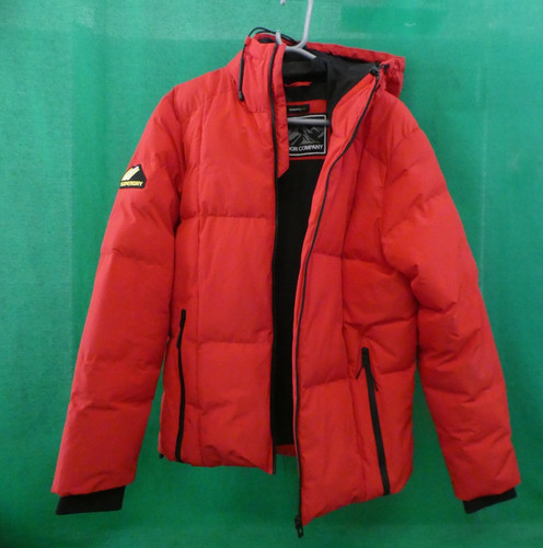 Red superdry puffer jacket - puffer, jacket/