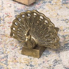 Antique Brass Gold Metal Peacock Doorstop vintage home decor accessories