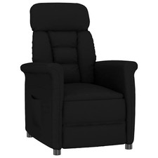 Recliner Chair Faux Leather Black 70.5x96.5x95cm Compact Reclining Seat Storage