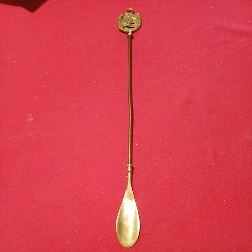 Vintage brass shoe horn - horn,