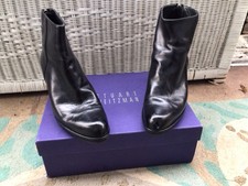 Stuart Weitzman “Restart” Black Leather Ankle Zip Back Boots With Box, Sz. 7.5M.