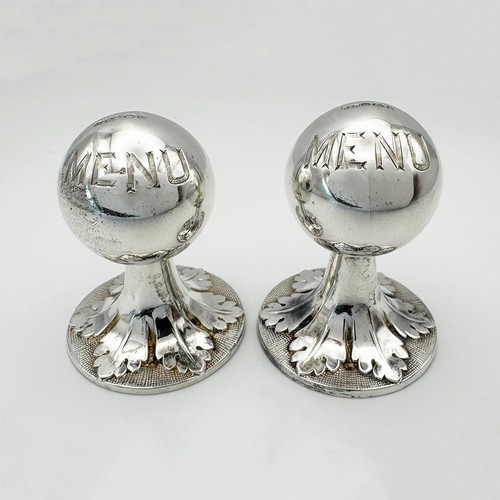 Pair victorian menu holders - menu,