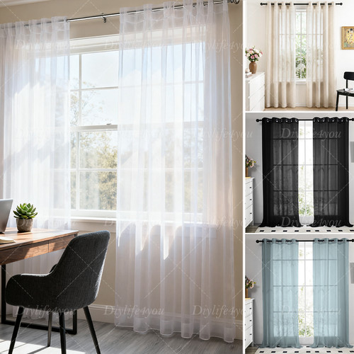 Voile curtains pair panels - voile,