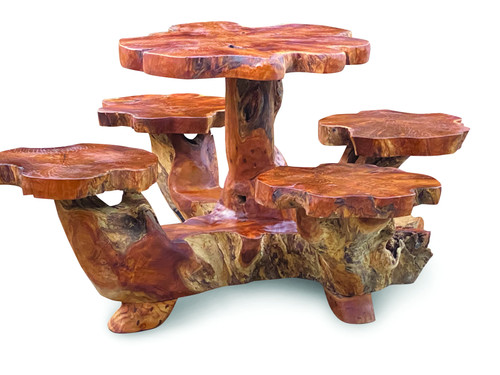 Teak root dining - table, set