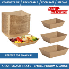 Kraft Boat Tray Hot & Cold Food Kraft Snack Tray Biodegradable Takeaway Meal Box