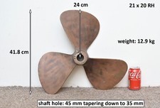 used boat 21 x 20 RH right hand  prop propeller brass / bronze  - GAINES