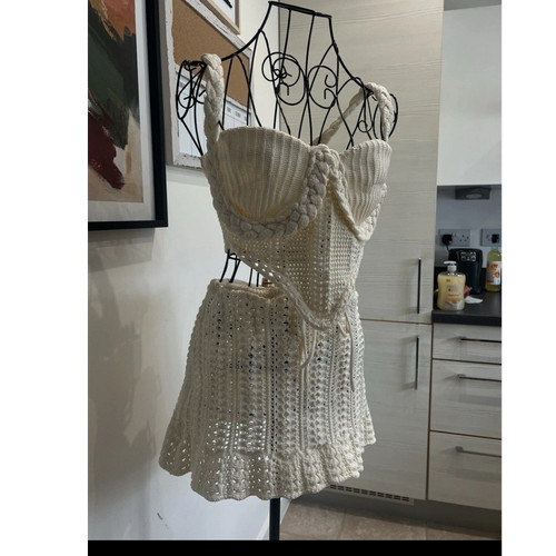 Cream crochet cotton - cotton, two-piece