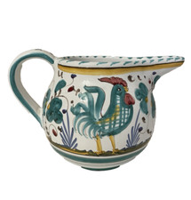 Deruta Pottery Pitcher Creamer Jug Green Rooster Cockerel *small chip*