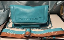 BNWOT Desigual turquoise half logo hand/shoulder/clutch bag