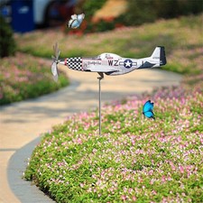 Metal Airplane Wind Spinner Garden Wind Sculpture Windmill Aircraft Decoration