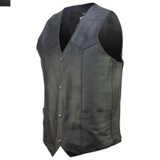 Men's Motorcycle vest Genuine Leather vest Club Style Biker Vest with Gun Pocket