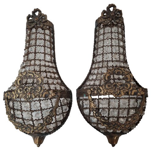 Pair french empire crystal - pair, of