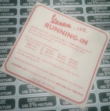 VESPA DOUGLAS 125 152L2 RUNNING IN STICKER / PETROL FILLER STICKER SET