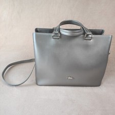 Longchamp Honore404 Womens Bag Silver Metallic Gray Leather Detachable Strap Lrg