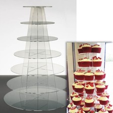 Cupcake Stand 7 TIER ROUND - Clear Perspex Display Tower for Wedding & Party UK