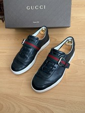 Gucci  Mens Black Leather Web