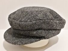 HARRIS TWEED DARK GREY HERRINGBONE BRETON SAILING BARGE FIDDLER SAILOR CAP