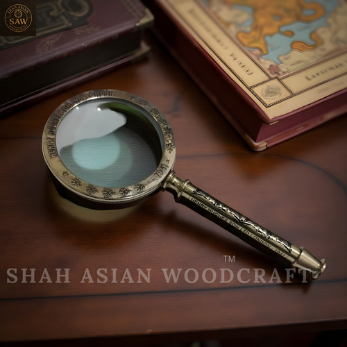 Antique heavy brass magnifying - heavy,