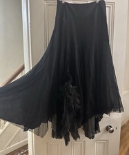 IVAN GRUNDAHL Amazing Asymmetric Net Mesh Embroidered Lagenlook Skirt Size 42