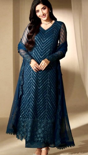 Teal sequined designer azure - sequined,