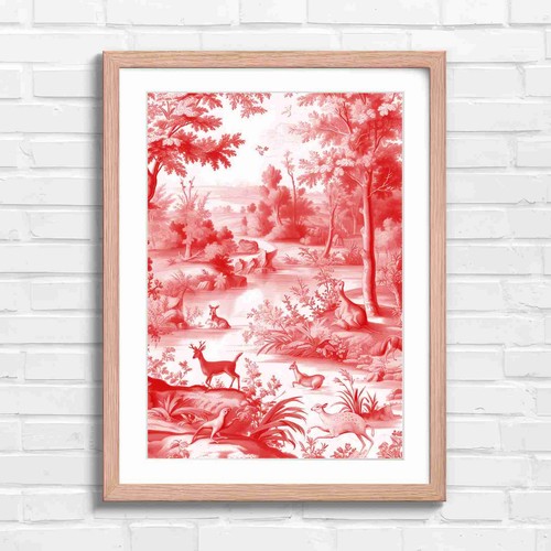 Pink toile jouy - pink,
