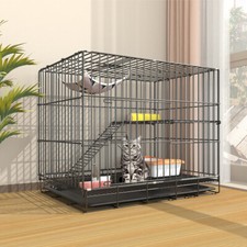Large 2 Tier Cat Cage Collapsible Metal Wire Pet Crate Villa In/Outdoor Playpen