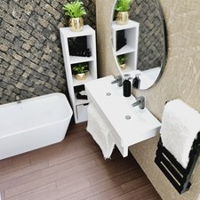 Dolls House Modern Double sink vanity with towel rail, Bathroom Vanity, 1:12th