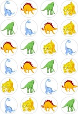 24 Dinosaur Premium Cupcake Cake Toppers Edible Rice Wafer Paper Decorations