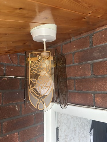 Vintage metal and glass light - and,