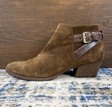 AQUATALIA Weatherproof Brown Suede Ankle Boot Buckle Women’s Sz 9.5 Italy Made