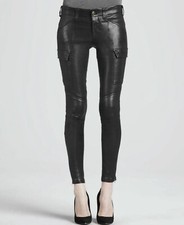 J Brand Houlihan black low-rise skinny cargo leather pants size 25