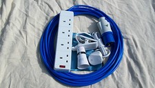 CAMPING ELECTRIC HOOK UP VARIOUS SIZES   +  2m CLIP ON LIGHT BLUE ARCTIC CABLE