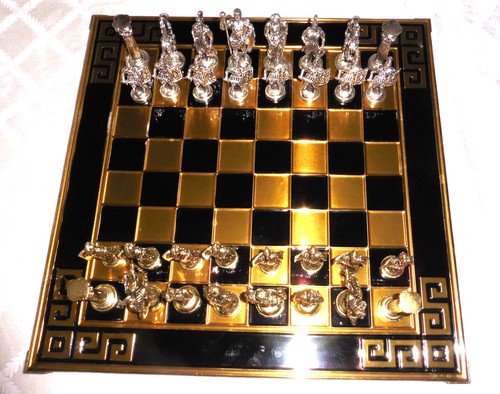 Large metal chess set complete - chess,