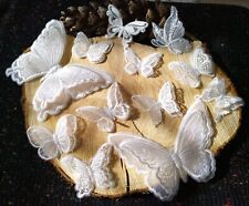 White Butterfly Lace Appliqué Embroidery Bridal Patch Layer Sew On Fabric Motif